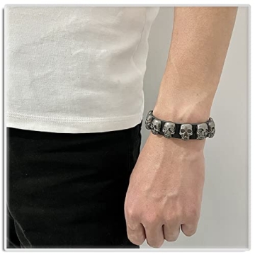 Xusamss Punk Rock Skull Cuff Bracelet - Edgy Style