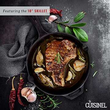 Cuisinel Cast Iron Cookware Set - 9-Piece Pre-Seasoned Kit