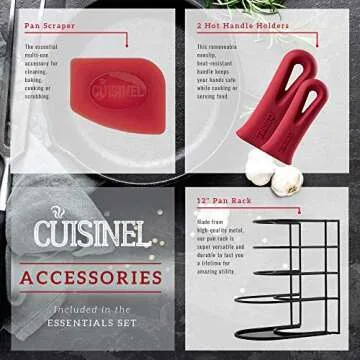 Cuisinel Cast Iron Cookware Set - 9-Piece Pre-Seasoned Kit