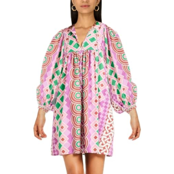 Boho Summer Floral Sundresses Y2k T-Shirt Mini Dresses for Women 2024 Casual Flowy Puff Sleeve Beach...