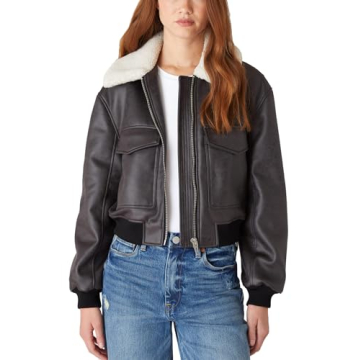 Stylish Blank NYC Women's Bomber Jacket with Faux Sherpa Collar in Grey
