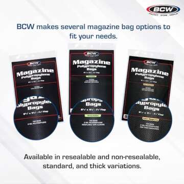BCW Thick Magazine Bags - 1 Pack of 100 | Acid-Free, Clear Polypropylene Sleeves for Archival-Quality Storage of Collectible Magazines | Protect and Showcase Your Valuable Comic Book Collection
