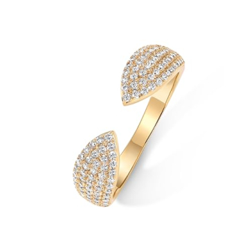 PAVOI 14K Yellow Gold Plated Cuff Statement Ring - Beautiful Eternity Band for Women