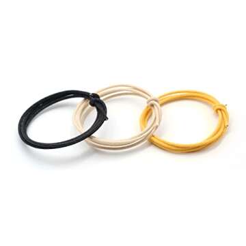 The Art Of Tone Gavitt Cloth Wire, 22 Gauge Guitar Wire, Pushback Wire for Electric Guitar Upgrades Kits, and Wiring Harness, 22awg 7-Strand Pre-tinned Copper Wire 10ft of Each Black/White/Yellow