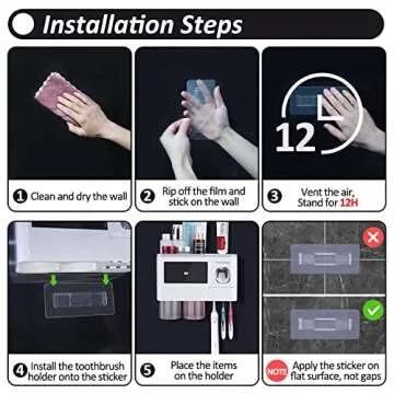 Toothbrush Holders Wall Mounted, Yoobure Automatic Toothpaste Dispenser Set for Bathrooms, Multifunctional Bathroom Organizer Holder with Cosmetic Drawer, 2 Magnetic Cups and 6 Toothbrush Slots