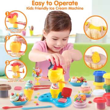 Color Dough Sets for Kids Ages 4-8,Play Kitchen Ice Cream Maker Color Dough Set for Kids Ages 2-4,Arts Crafts play Food Toys for Girls Boys 3+,8 Cans of Modeling Compound,2 oz Cans,Multicolor