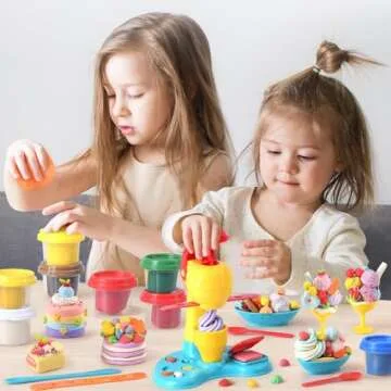 Color Dough Sets for Kids Ages 4-8,Play Kitchen Ice Cream Maker Color Dough Set for Kids Ages 2-4,Arts Crafts play Food Toys for Girls Boys 3+,8 Cans of Modeling Compound,2 oz Cans,Multicolor