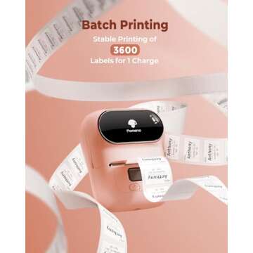 Phomemo Label Printer - M110 Thermal Label Printer, Upgraded Bluetooth Portable Label Maker for Product, Address, Small Business, Sticker, Home, DIY for Phone/Tablet/PC/Mac, with 100 Labels, Baby Pink