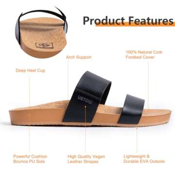 Ustogi Women's Arch Support Beach Slide Sandals - Lightweight and Cute for Summer Casual Wear