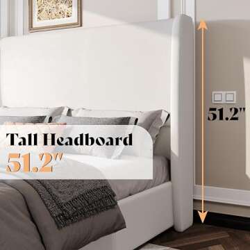 AMERLIFE King Size Lift Up Storage Bed with Wingback Headboard