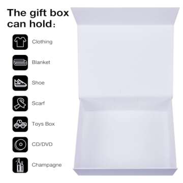 Aimyoo 5 Pack White Magnetic Gift Boxes with Lids 13.8x9x4.3 in, Large Bridesmaid Groomsman Proposal Box, Rectangle Collapsible Box for Present Graduation Birthday Wedding Storage,1 Count (Pack of 5)