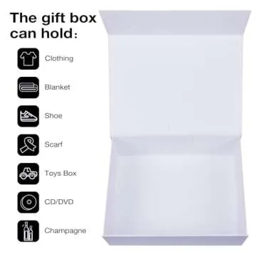 Aimyoo 5 Pack White Magnetic Gift Boxes with Lids 13.8x9x4.3 in, Large Bridesmaid Groomsman Proposal Box, Rectangle Collapsible Box for Present Graduation Birthday Wedding Storage,1 Count (Pack of 5)