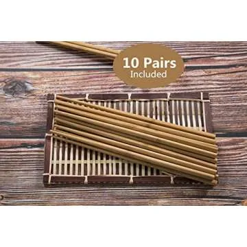 Chopsticks Reusable Chinese Natural Bamboo Chopsticks 9.8"/25cm Long Lightweight Wood Chopstick Set For Restaurant Eating Cooking -10 Pairs gift Sets Dishwasher Safe Japaness Style