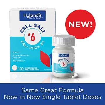 Hyland's No. 6 Cell Salt Kali Phos 6X Tablets, Relief of Headaches, and Simple Nervous Tension, Quick Dissolving Tablets, 100 Count