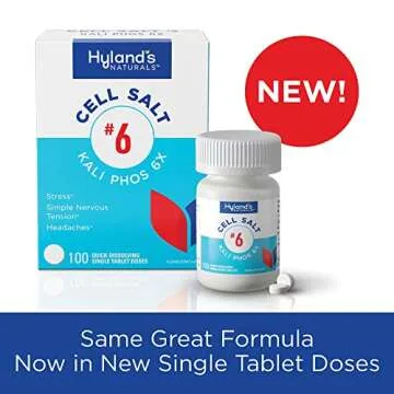 Hyland's No. 6 Cell Salt Kali Phos 6X Tablets, Relief of Headaches, and Simple Nervous Tension, Quick Dissolving Tablets, 100 Count