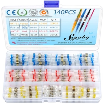 140 PCS Solder Seal Wire Connectors - Sopoby Heat Shrink Solder Connectors - Electrical Solder Butt ...
