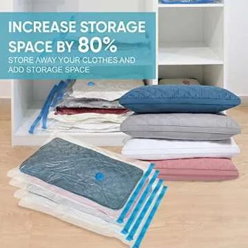 Vacuum Storage Bags - 10 Jumbo Space Saver Bags with Pump for Clothes and Bedding