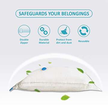 Vacuum Storage Bags, 10 Jumbo Space Saver Bags Vacuum Seal Bags with Pump, Space Bags, Vacuum Sealer Bags for Clothes, Comforters, Blankets, Bedding