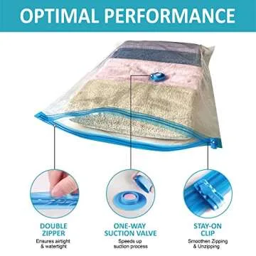 Vacuum Storage Bags - 10 Jumbo Space Saver Bags with Pump