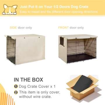 Explore Land 42 inches Dog Crate Cover Heavy Duty Polyester Pet Kennel Sunshade Universal Fit for Wi...