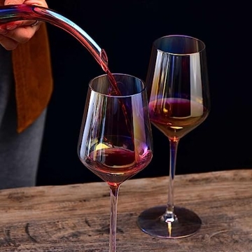 HELLWANG Wine Glasses Set of 2 - Dazzling Hand Blown Design