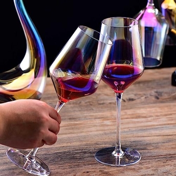HELLWANG Wine Glasses Set of 2 - Dazzling Hand Blown Design