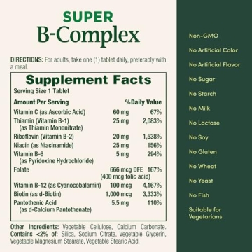 Nature's Bounty Super B Complex with Vitamin C & Folic Acid
