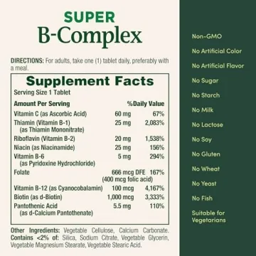 Nature's Bounty Super B Complex with Vitamin C & Folic Acid