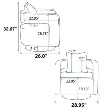 HomSof 29.0" W Swivel Accent Open Back Chair Modern Comfy Sofa Chair with Black Base for Nursery Bed...