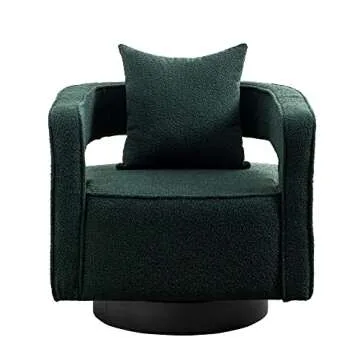 HomSof 29.0" W Swivel Accent Open Back Chair Modern Comfy Sofa Chair with Black Base for Nursery Bedroom Living Room Hotel Office, Club Chair Leisure Arm Chair for Lounge (Green Boucle)
