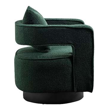 HomSof 29.0" W Swivel Accent Open Back Chair Modern Comfy Sofa Chair with Black Base for Nursery Bedroom Living Room Hotel Office, Club Chair Leisure Arm Chair for Lounge (Green Boucle)