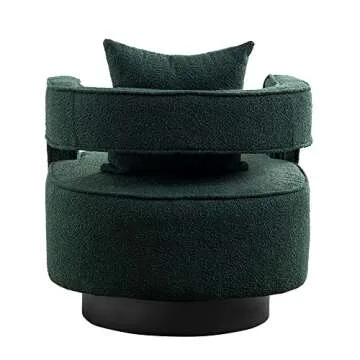 HomSof 29.0" W Swivel Accent Open Back Chair Modern Comfy Sofa Chair with Black Base for Nursery Bedroom Living Room Hotel Office, Club Chair Leisure Arm Chair for Lounge (Green Boucle)