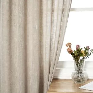 MYSKY HOME Cotton Curtains for Living Room Farmhouse Semi Sheer Light Filtering for Windows, Linen Look Texture Soft Modern Decor Country Style, 50" x 84", Light Oatmeal, 2 Panels
