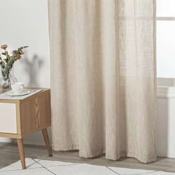 MYSKY HOME Cotton Curtains for Living Room Farmhouse Semi Sheer Light Filtering for Windows, Linen Look Texture Soft Modern Decor Country Style, 50" x 84", Light Oatmeal, 2 Panels