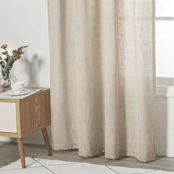 MYSKY HOME Cotton Curtains for Living Room Farmhouse Semi Sheer Light Filtering for Windows, Linen Look Texture Soft Modern Decor Country Style, 50" x 84", Light Oatmeal, 2 Panels
