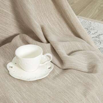 MYSKY HOME Cotton Curtains for Living Room Farmhouse Semi Sheer Light Filtering for Windows, Linen Look Texture Soft Modern Decor Country Style, 50" x 84", Light Oatmeal, 2 Panels