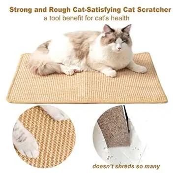ChicWow Cat Scratch Pad, 23.6 X 15.7In Cat Scratching Pad with Adhesive Hook Tape, Sisal Scratching Pads for Indoor Cats, Stick on Floor Couch as Cat Scratch Furniture Protector, Cat Wall Scratcher