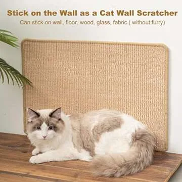 ChicWow Cat Scratch Pad, 23.6 X 15.7In Cat Scratching Pad with Adhesive Hook Tape, Sisal Scratching Pads for Indoor Cats, Stick on Floor Couch as Cat Scratch Furniture Protector, Cat Wall Scratcher