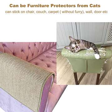 ChicWow Cat Scratch Pad, 23.6 X 15.7In Cat Scratching Pad with Adhesive Hook Tape, Sisal Scratching Pads for Indoor Cats, Stick on Floor Couch as Cat Scratch Furniture Protector, Cat Wall Scratcher