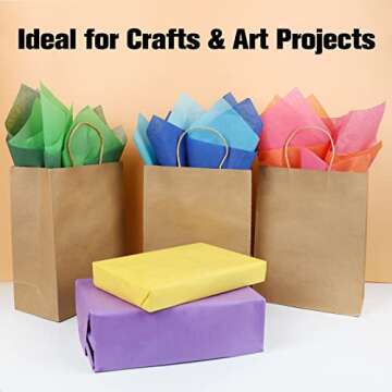 Simetufy 60 Sheets Tissue Paper for Gift Bags, 10 Bold Colored Tissue Paper for Crafts, Art Tissue P...