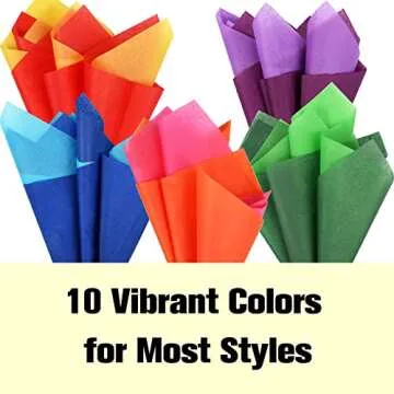 Simetufy 60 Sheets Tissue Paper for Gift Bags, 10 Bold Colored Tissue Paper for Crafts, Art Tissue Paper Bulk, Gift Tissue Paper 20 x 20 Inch