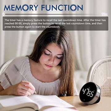 Digital Kitchen Timer - 3.8'' LED Display for All Ages