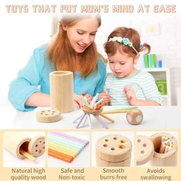 Montessori Toys for 1-3 Year Old, Wooden Learning Color Sorting Toys for Toddlers Age 1 2 3, Educational Fine Motor Developmental Infants Sensory Matching Games, 18 Month Old Toys for Girls Boys