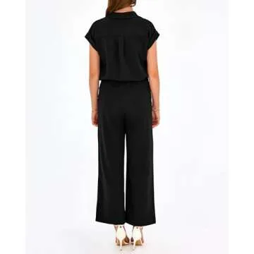 PRETTYGARDEN Women's Summer 2 Piece Outfits Casual Tracksuit Short Sleeve Button Down Shirts Long Pa...