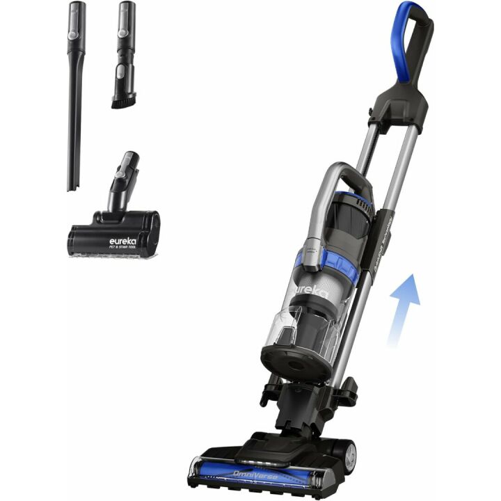 Eureka QuickShift Upright Home OmniVerse Vacuum Cleaner with Large Dust Cup, Advanced Anti-Tangle Technology and HEPA Filter, NEU801BL with Motorized Pet & Stair Tool, Blue