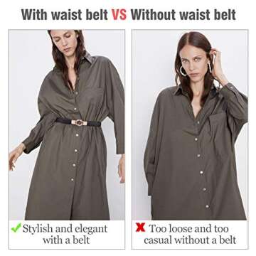 Fashion Skinny Dress Belt for Women for Jeans,Elastic Thin Waist Belt Stretch for Dress,Gold Buckle ...