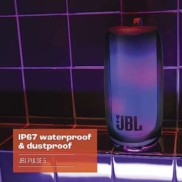 JBL Pulse 5 - Portable Bluetooth Speaker with Dazzling Lights Original Pro Sound, Black