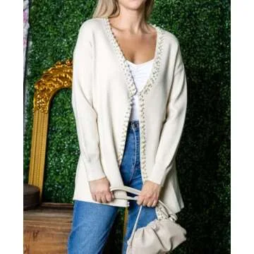 LifeShe Women's Pearls Cardigan Sweater - Stylish & Comfortable Outerwear