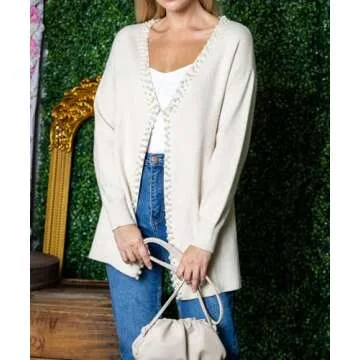 Chic LifeShe Women's Pearls Cardigan for All Occasions