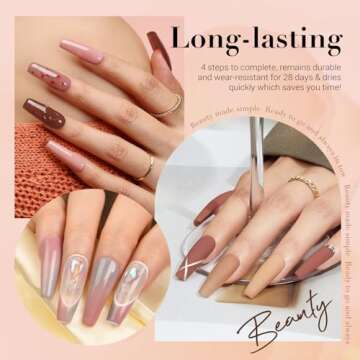 AZUREBEAUTY Dip Powder Nail Kit Classic Brown Nude Collection Glitter Fall 20 Colors Neutral Chocola...